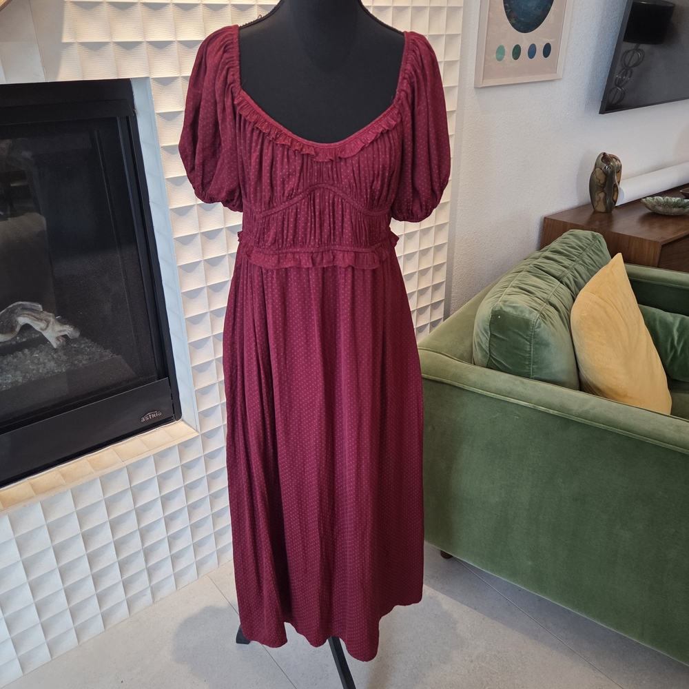 Anthropologie Burgundy Midi Dress